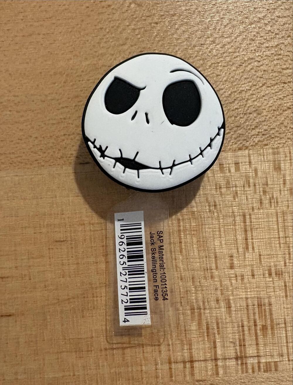 Jibbitz Shoe Charm One Size White Jack Skellington Face Disney Halloween Skull